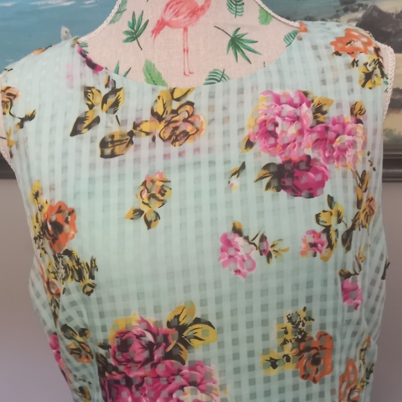 🥳 HOST PICK! 🥳Caroline Morgan floral green pink dress with lining (Size 14) - Picture 2 of 6